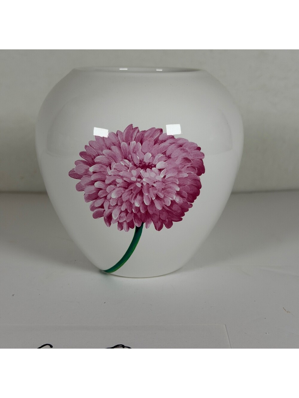 Teleflora White Ceramic Vase Pink Flower Floral Design C-8